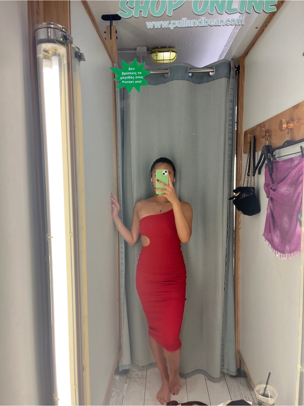 Excellent condition. One-Shoulder Cutout Red Midi Dress